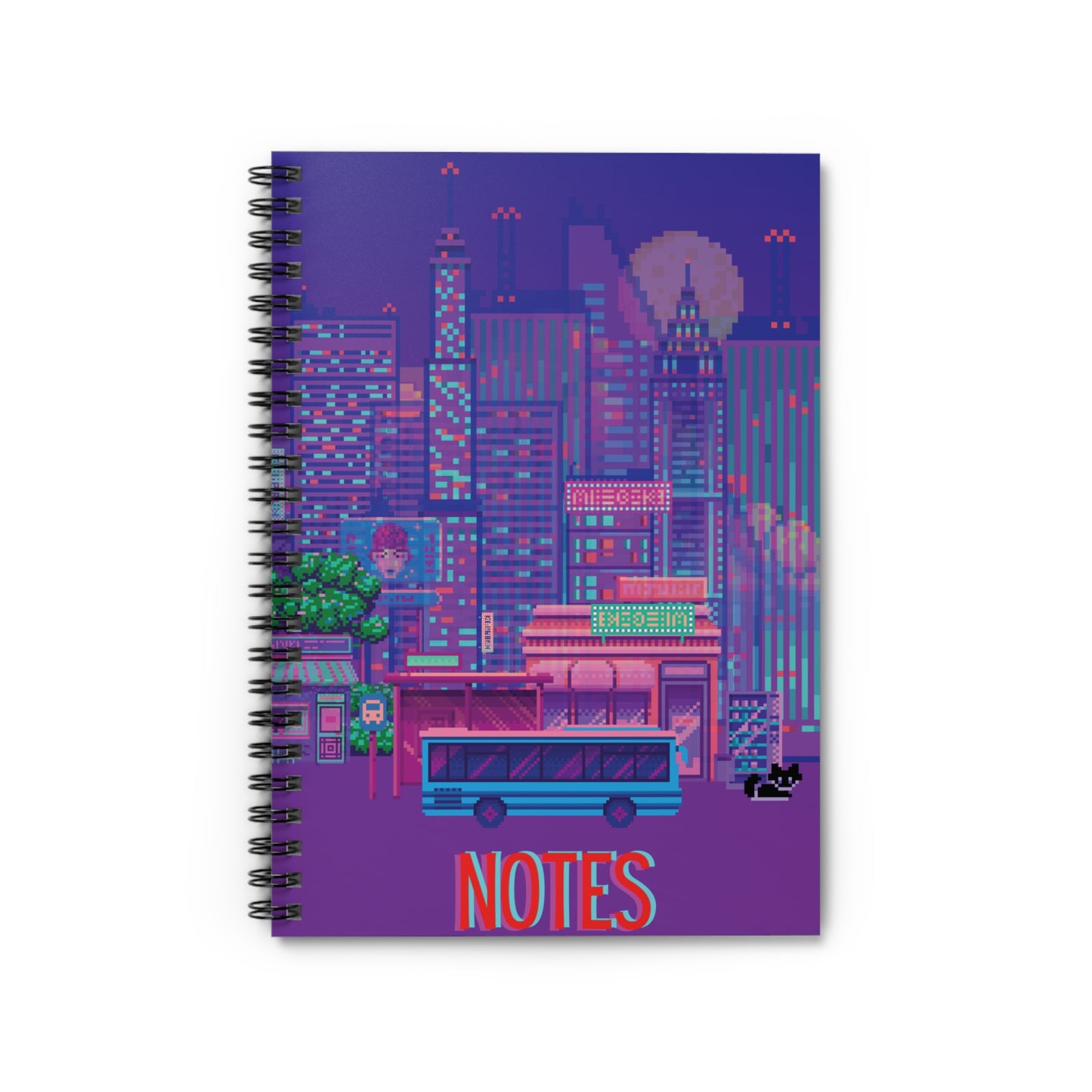 Neon Nights Spiral Notebook - Ruled Line